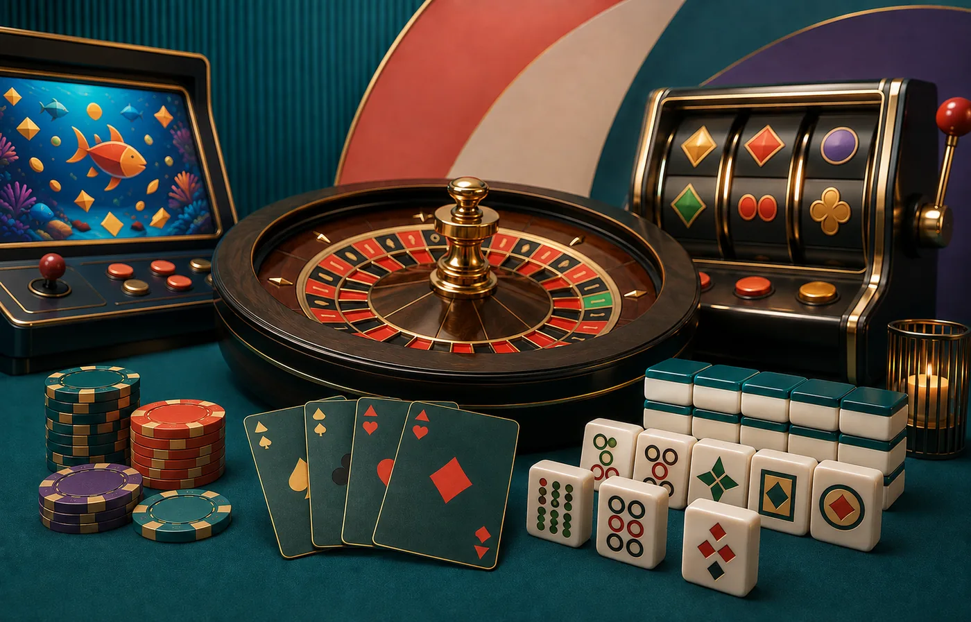 Komposisi roulette, kartu, mahjong, dan slot generik