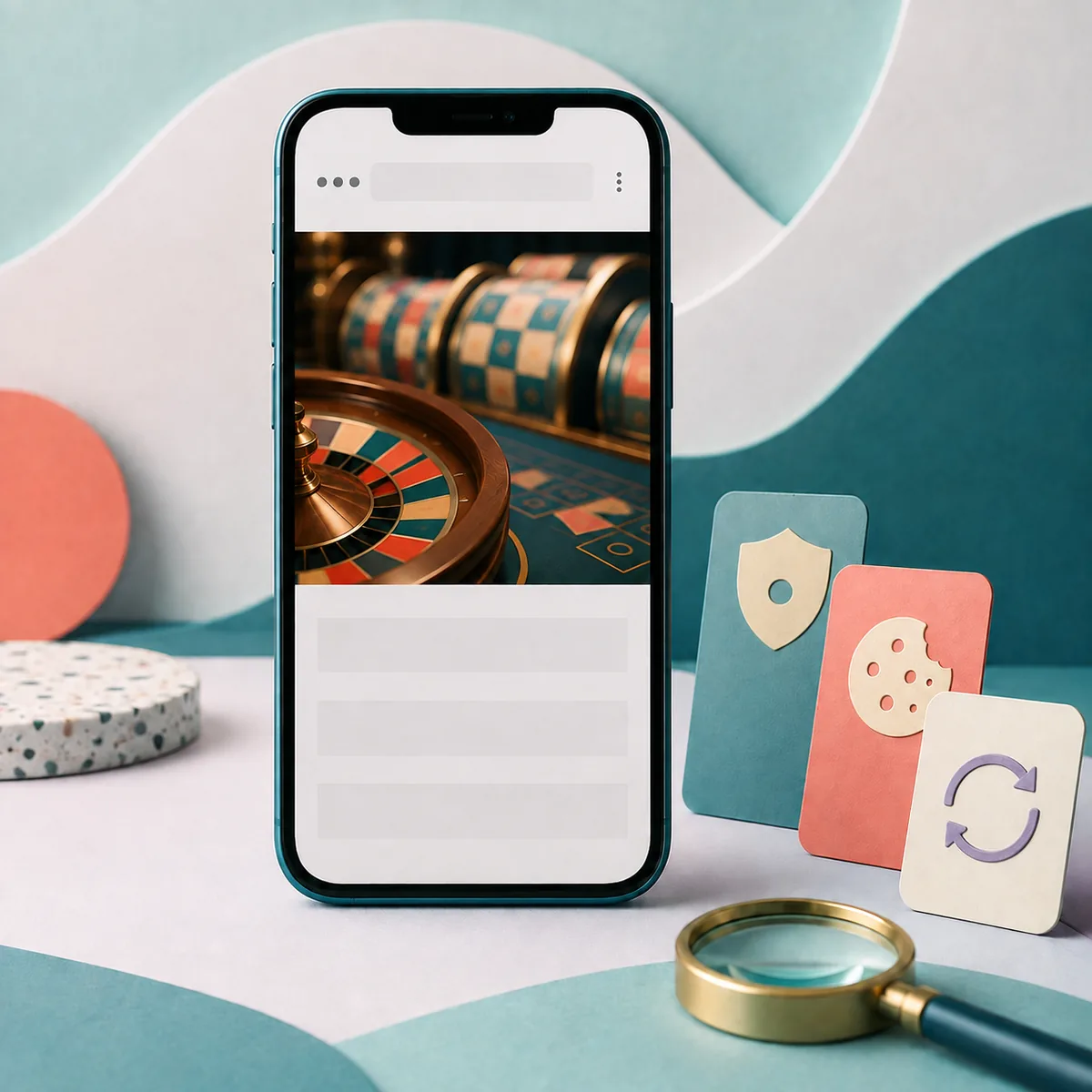 Web kasino generik di ponsel dengan simbol pemeriksaan izin